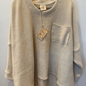Gardenbelle Oversized Beige Knit Poncho Sweater OS NWT